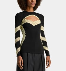 Top slim manches longues et dentelle Marine Serre