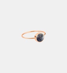 Bague MOP en or rose et mini nacre noire Ginette Ny