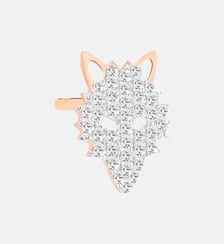 Boucle d'oreille Wolf  en or rose et diamants Ginette Ny