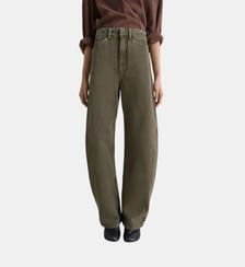 Pantalon jean arrondi en coton signature Lemaire