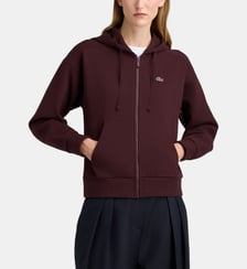 Hoodie droit logo zippé coton piqué Lacoste