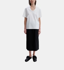 T-shirt droit en jersey de coton et détail perlé Carven