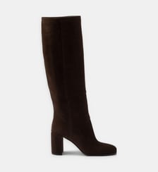 Bottes à talon en cuir velours Prada