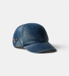 Casquette de baseball en denim signature Prada