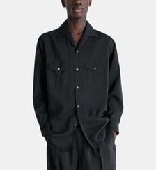 chemise col convertible en soie mélangé Lemaire