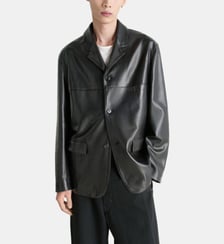 Veste droite en cuir fermeture boutonnée Lemaire