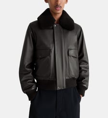 Blouson droit en cuir Lemaire
