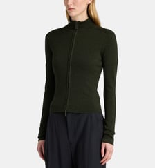 Top slim zippé à manches longues en laine Victoria Beckham