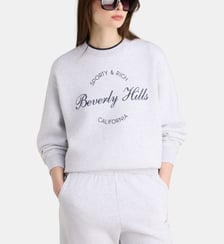 Sweat droit Beverly Script coton molletonné Sporty & Rich