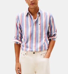 Chemise Heritage droite en coton à rayures signature Tommy Hilfiger