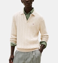 Pull droit en coton col polo Tommy Hilfiger