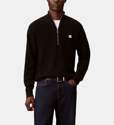 Pull droit zippé en coton signature Calvin Klein