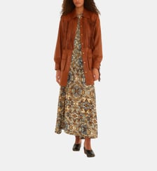 Manteau saharienne mi-long en cuir finition lisse Farm Rio