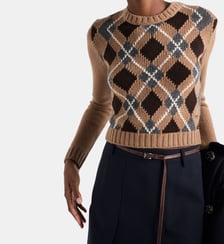 Pull ajusté col rond en cachemire Prada