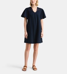 Robe courte évasée Dahlia en coton bio seersucker  Galeries Lafayette