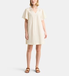 Robe courte évasée Dahlia en coton bio seersucker  Galeries Lafayette