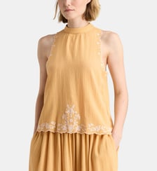 Top sans manches Etain à broderies en coton bio Galeries Lafayette