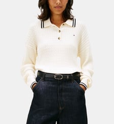 Pull droit en coton signature Tommy Hilfiger