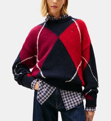 Pull motif carreaux droit Tommy Hilfiger