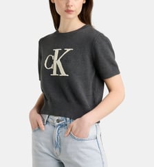 Pull court monogramme et signature maille coton  Calvin Klein