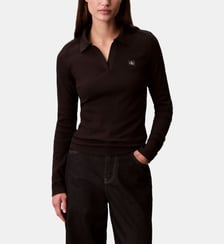 Top slim à manches longues en coton Calvin Klein