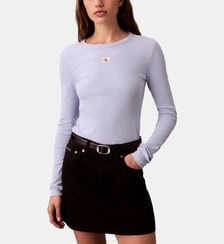 Top slim à manches longues en coton Calvin Klein