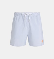 Short de bain L'Immergé Seersucker à suspensoir en matière recyclée Vendredi Swimwear