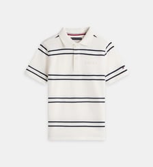 Polo droit en coton à rayures signature Tommy Hilfiger