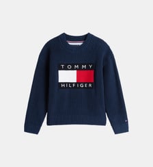 Pull droit en maille drapeau signature col rond Tommy Hilfiger