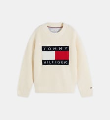 Pull droit en maille drapeau signature col rond Tommy Hilfiger