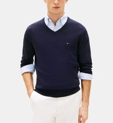 Pull en coton col V logo  Tommy Hilfiger
