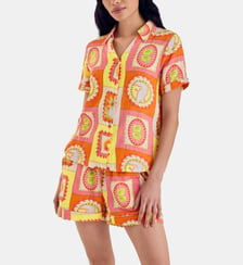 Ensemble de pyjama Tropical Grid Short court en lin mélangé Chelsea Peers