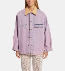 Veste Henri droite en coton col en cuir Roseanna