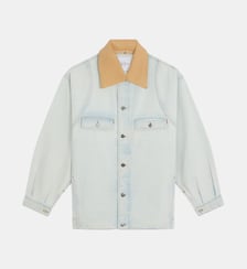 Veste Henri droite en coton col en cuir Roseanna