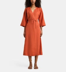 Robe portefeuille mi-longue Linka lin Jodhpur