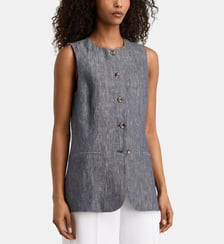 Veste Noisette sans manches droite en lin  Jodhpur