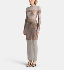 Robe longue fourreau Grape marinière mesh Jean Paul Gaultier