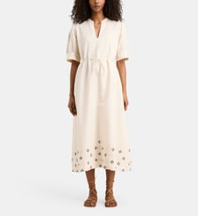 Robe Nawel droite mi-longue en coton et lin Jodhpur