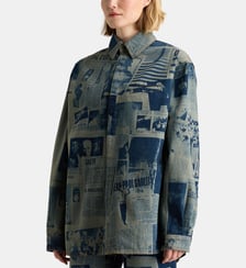 Veste droite Newspaper coton denim Jean Paul Gaultier