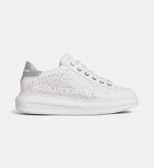 Baskets basses Kapri Konstellation en cuir finition argentée Karl Lagerfeld