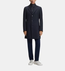 Manteau mi long col matelassé zippé BOSS