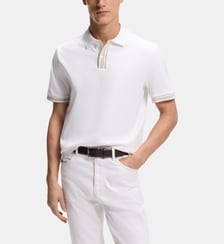 Polo droit en coton mercerisé avec finitions à rayures BOSS