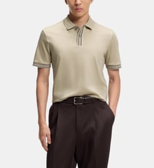 Polo droit en coton mercerisé avec finitions à rayures BOSS