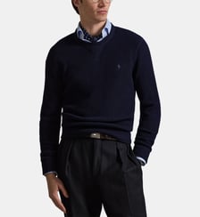Pull droit gaufré signature en laine et coton Polo Ralph Lauren