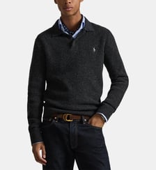 Pull polo ajusté en laine mélangée signature Polo Ralph Lauren