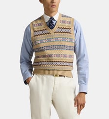 Pull sans manches en coton mélangé col V motif imprimé Polo Ralph Lauren