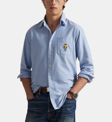 Chemise Oxford droite en coton imprimé signature poche plaquée Polo Ralph Lauren