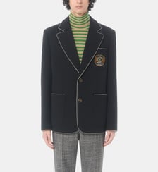 Veste droite en laine patche signature Valentino Garavani