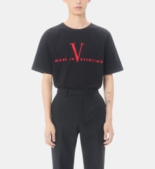 T-shirt droit en coton imprimé signature Valentino Garavani