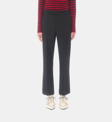 Pantalon droit à revers en laine signature Valentino Garavani